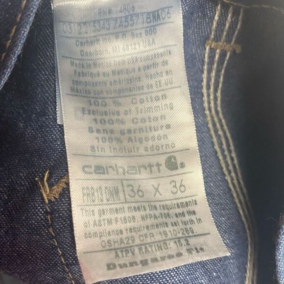 CARHARTT Men’ Flame Resistant Denim HRC2 Carpenter Jeans Size 36X36 Blue NEW - Picture 4 of 11